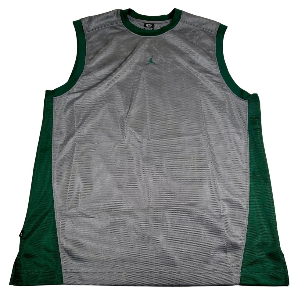 Vtg Jordan Jumpman Sleeveless‎ Basketball Jersey Tank 20th Anniv Gray Green XL
